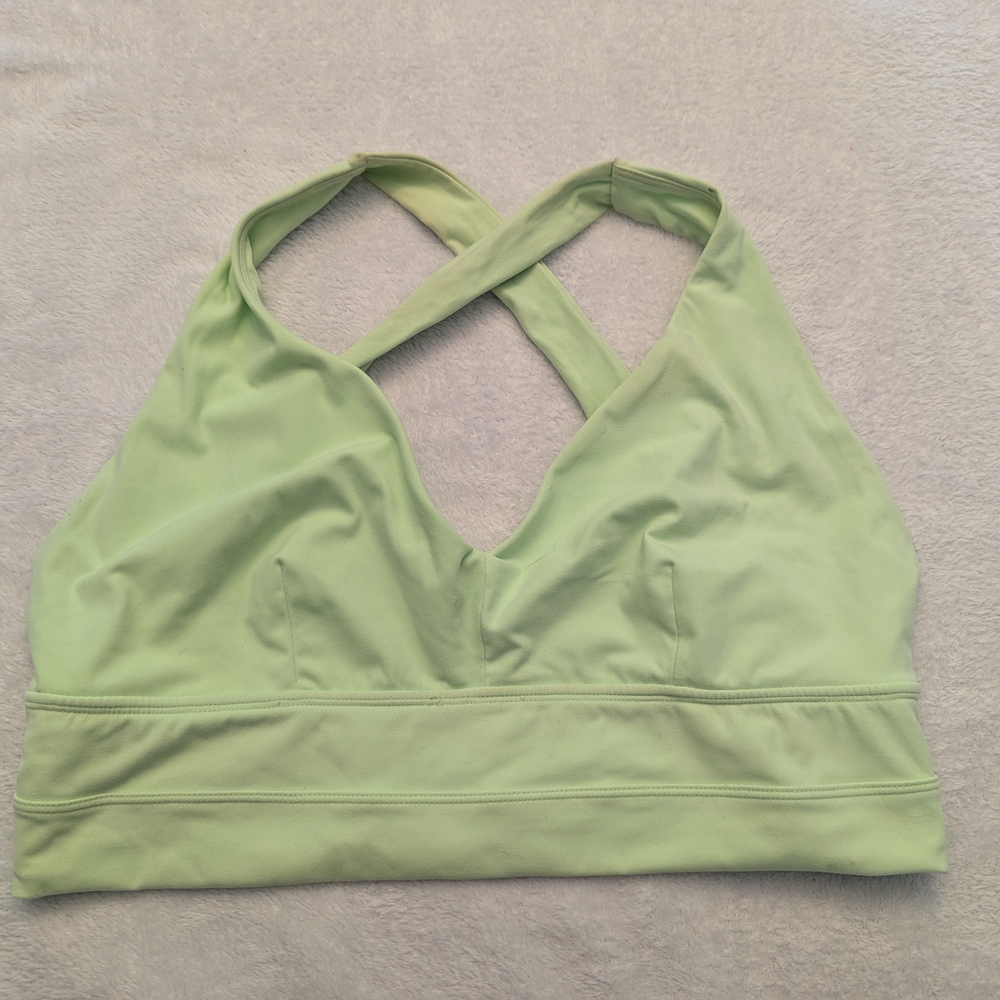 BuffBunny Green Cross-Back Sports Bra